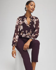 Chico's Women | Frosty Floral Ruffleneck Blouse NIGHT BLOOM