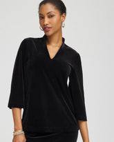 Chico's Women | Travelers™ Velvet V-Neck Kimono Sleeve Top TRAVELERS BLACK