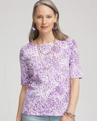 Animal Print Bateau-Neck Pima Tee