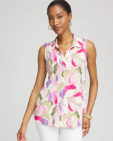 Chico's Women | Watercolor Slub Sleeveless Collared Tunic GLISTENING SAND
