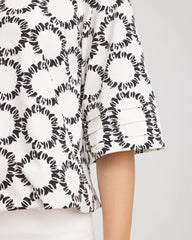 Chico's Women | Geo Print Boatneck Bubble-Hem Top ECRU