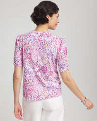 Chico's Women | Animal Print Slub Henley Tee ALABASTER