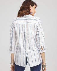 Chico's Women | No Iron™ Striped Buttonback Stretch Tunic SEAPORT