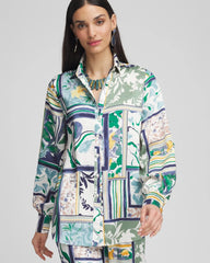 Chico's Women | Faux Silk Coastal Collared Shirt IVY LEAGUE