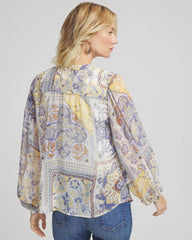Artisanal Georgette Blouson-Sleeve Blouse