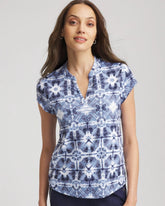 Chico's Women | Zenergy® UPF Printed Polo Top CANYON BLUE