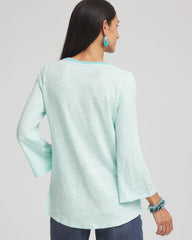 Chico's Women | Linen Embroidered V-Neck Tunic TEAL WATERS