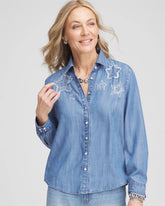 Chico's Women | Embroidered Tencel™ Denim Shirt VIOLA WASH