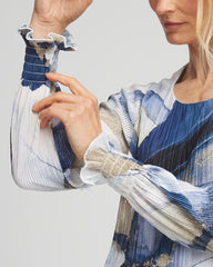 Chico's Women | Foil Ocean Print Crinkle Top ENGLISH CREAM