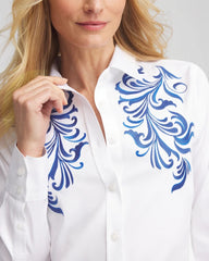 Chico's Women | No Iron™ Wildflower Embroidered Shirt OPTIC WHITE