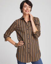 Chico's Women | No Iron™ Stripe Tunic CAMEL/BLACK