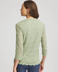 Chico's Women | Lace Scallop-Hem Knit Tee SAGE MEADOW