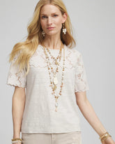 Chico's Women | Embroidered Lace Linen Tee RIVER ROCK