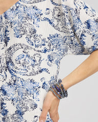 Chico's Women | Snakeskin Print Crinkle Elbow Sleeve Tee ENGLISH CREAM