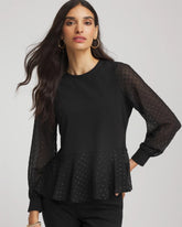 Chico's Women | Clip-Dot Peplum Top BLACK