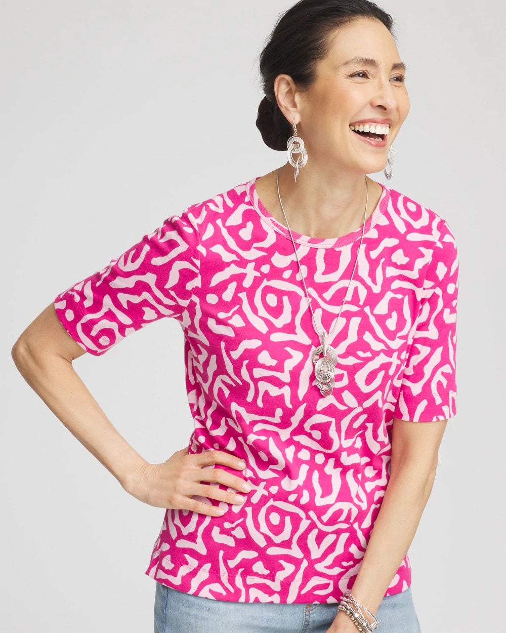 Animal Print Crewneck Pima Tee