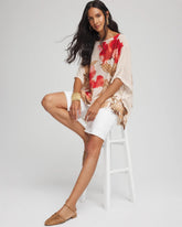 Chico's Women | Floral Chiffon Pull-Over Poncho GLISTENING SAND