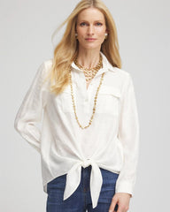 Chico's Women | Textured Tie-Front Pullover Top ECRU