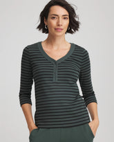 Zenergy® Ribbed Striped Henley Tee