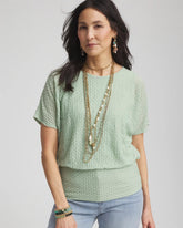 Chico's Women | Jacquard Banded Hem Top MOROCCAN MINT
