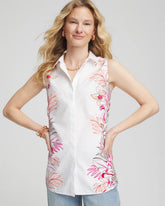 Chico's Women | No Iron™ Tropical Floral Sleeveless Shirt CRUSHED BERRIES