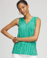 Chico's Women | Polka-Dot Sleeveless V-Neck Tank EDEN GREEN