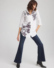 Chico's Women | No Iron™ Floral Stretch Tunic OPTIC WHITE