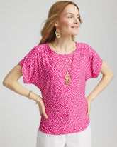 Chico's Women | Touch of Cool™ Cheetah Ruched Banded Hem Top CRUSHED BERRIES