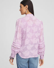 Chico's Women | Textured Jacquard V-Neck Blouse CHARMED VIOLET
