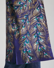 Chico's Women | Ella Peacock-Print Cardigan Sweater DARK COBALT