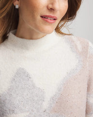 Chico's Women | Bloom Metallic Intarsia Pullover Sweater BIRCH BARK