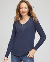 Chico's Women | Ella Embellished V-Neck Sweater INDIGO SKY