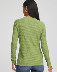 Chico's Women | Button Shoulder Crewneck Pullover GREEN FIG
