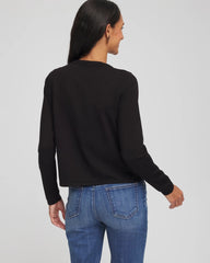 Chico's Women | V-Day Embroidered Crewneck Cardigan BLACK