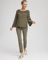 Chico's Women | Appliqué Flared-Sleeve Sweater NETTLE LEAF