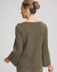 Chico's Women | Appliqué Flared-Sleeve Sweater NETTLE LEAF