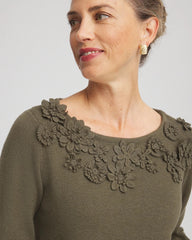 Chico's Women | Appliqué Flared-Sleeve Sweater NETTLE LEAF