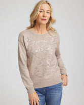 Chico's Women | Floral Sequined Pullover SMOKEY TAUPE