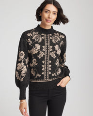 Chico's Women | Bryne Jacquard Mockneck Pullover BLACK