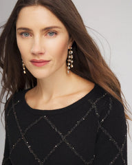 Chico's Women | Sparkling Diamonds Pullover Sweater BLACK