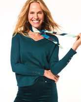Chico's Women | Ella V-Neck Pullover Sweater TEAL SHADOW