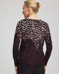 Chico's Women | Ella Printed V-Neck Sweater BLACK