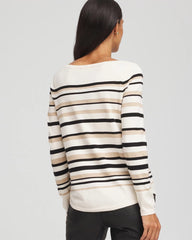 Chico's Women | Ella Stripe Boatneck Sweater ENGLISH CREAM