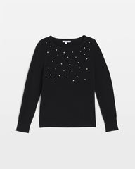 Chico's Women | Embellished Cashmere Pullover Sweater BLACK