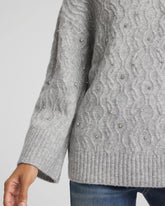 Chico's Women | Sequined Cable Knit Sweater CLOUD HEATHER GRAY