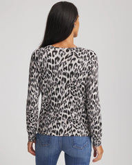 Chico's Women | Animal Crewneck Cardigan ENGLISH CREAM
