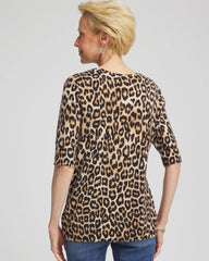 Chico's Women | Cashmere Animal Elbow-Sleeve Pullover CAMEL
