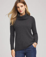 Chico's Women | Cowlneck Cashmere Pullover Tunic DARK GREY