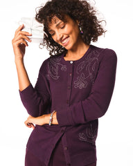 Chico's Women | Embellished Crewneck Cardigan NIGHT BLOOM