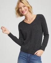 Chico's Women | Relaxed V-Neck Cashmere Sweater DARK GREY